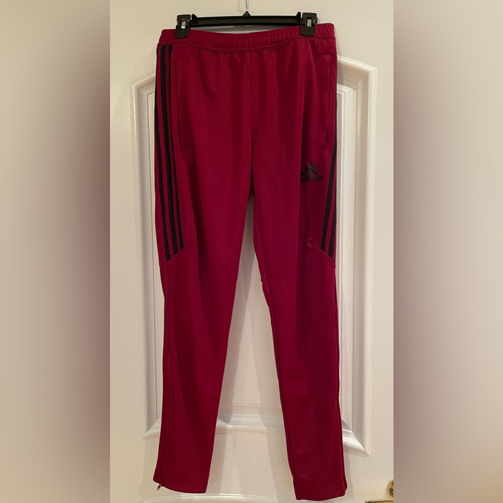 Men’s Adidas Tiro Size M Burgundy with black stripe with Climacool.